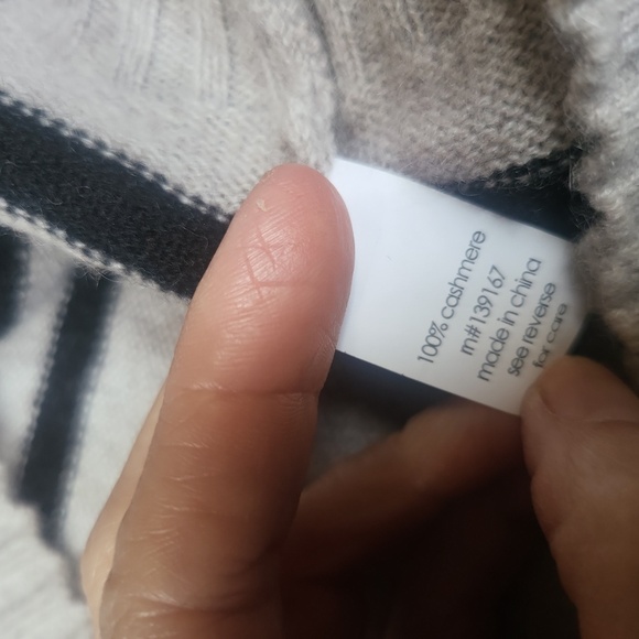 27 Miles Cashmere Striped Black and Gray Sweater - Picture 7 of 7